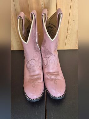 Masterson Boot Co. Pink Leather Western Cowboy Boots Kids Size 3 Style RB2002C
